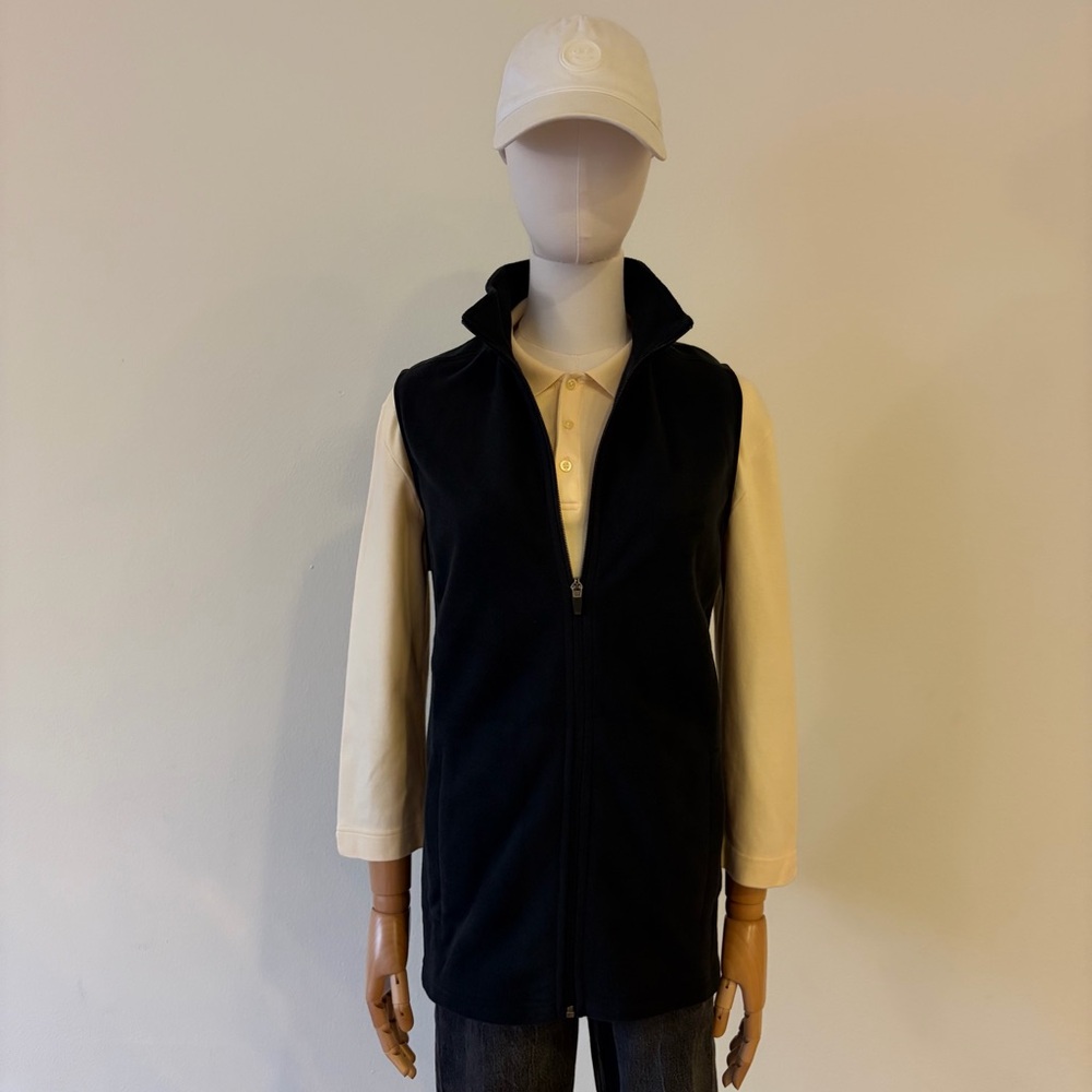 NWOT Lands' End Black Fleece Full Zip Vest Women's M (10-12) Pockets Outdoor